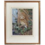 Richard Robjent, watercolour, Tawny Owl, dated 1984, 13.5ins x 10ins (D)