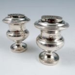 A pair of 19th century Indian Colonial silver salt and pepper pots, of urn form, engraved Salt and
