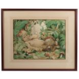 Dorothy Wheeler, watercolour, Baby Faun, inscribed verso, 9.5ins x 12ins (D)