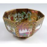 A Wedgwood fairyland lustre bowl, of octagonal form, the exterior decorated in the Dana pattern with