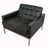 A 1960’s style modular three piece leather suite, af