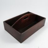 An Antique mahogany two division cutlery tray, of rectangular form with central integral handle,