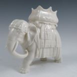An unmarked Worcester glazed model, of an elephant with a howdah, height 8.25insCondition Report: