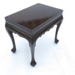 A rosewood rectangular stool, raised on cabriole legs, 13ins x 19ins