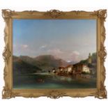 19th century Swiss school, oil on canvas, a Swiss lake, signed, 30ins x 37insCondition Report: The
