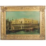 Zanin Frani, (Francesco Zanin), pair of oil on canvas, St Marks Square Venice, with figures and