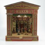 A 19th century German toy theatre, possibly by Moritz Gottschalk, assembles to form a stage with