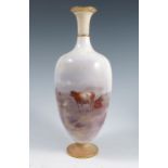 A Grainger’s Worcester vase, the moulded body decorated with English cattle in landscape to the