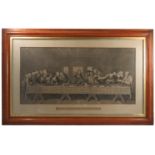 A 19th century print, after Leonardo D'Vinci, The Last Supper, 17ins x 31.5ins, in a maple frame