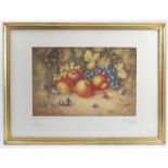 A Royal Worcester limited edition fruit print, Apples, Black Grapes and Green Grapes after Ayrton,