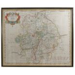 An Antique hand coloured map, Warwickshire by Robert Morden, 15ins x 17ins