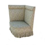 An upholstered corner seat, width 39ins