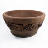 A pair of Liberty & Co terracotta planter, designed by Archibald Knox, with band of Celtic knot