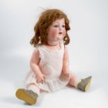 An Armand Marseille bisque headed doll,  with sleeping eyes, mouth open with ceramic teeth,