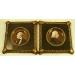 A pair of porcelain dishes, painted with portraits of composers Franz Liszt and Richard Wagner,