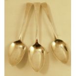 A pair of Georgian silver serving spoons, engraved with initials, London 1799, maker Thomas