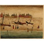 After L S Lowry, J G Anderson, oil on canvas, The Beach, 14ins x 18ins