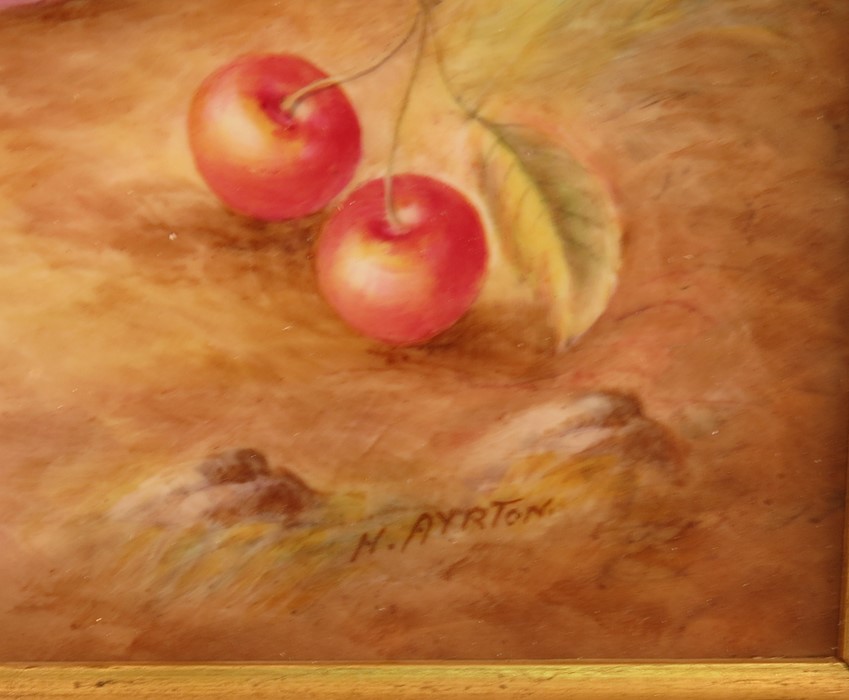 A Royal Worcester limited edition set of three framed porcelain plaques, painted with fruit to a - Image 3 of 13