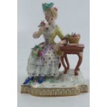 A 19th century Meissen figure, Smell, from the Five Senses group, after the model by J.C. Schönheit,