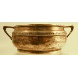 A silver two handled bowl, with band of decoration, Sheffield 1927, weight 6oz, diameter excluding