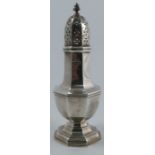 A silver sugar caser, of octagonal baluster form, London 1916, maker Goldsmiths & Silversmiths