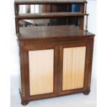 A 19th century rosewood and cut brass inlaid chiffonier, the mirror back with two graduated