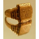 A 9 carat gold signet ring, 5.5g gross