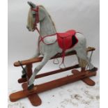 Robert Mullis Rocking Horse Maker, Wroughton, Swindon, a painted dapple grey rocking horse, with red