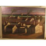 J F Aguilers, oil on canvas, industrial scene, dated '69, 31.5ins x 43ins