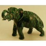 A Royal Doulton green flambe elephant, tusk damaged, height 5.5insCondition Report: one tusk