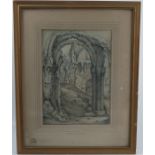 After Samuel Prout, pencil drawing, Ruins of Tivoli, 14ins x 10ins