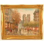 Barnett, oil on canvas, Paris street scene, 15.75ins x 19ins