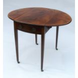 A 19th century mahogany Pembroke table, having one real and one dummy drawer, with satinwood