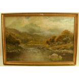 William Langley, oil on canvas, Highland river landscape, 20ins x 30ins