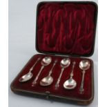 A cased set of six silver Apostle tea spoons, Sheffield 1899, weight 2oz