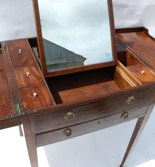 A 19th century mahogany wash stand, the hinged top revealing a mirror and compartments, over one - Image 2 of 4