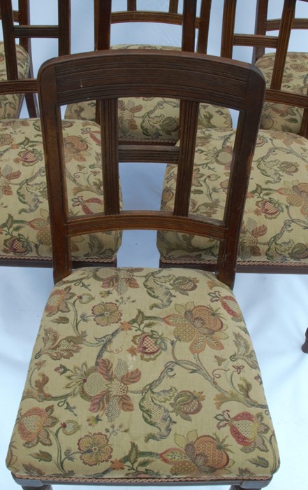 A set of six 19th century mahogany dining chairs, with a reeded H to the back, stuff over seats, - Image 2 of 3