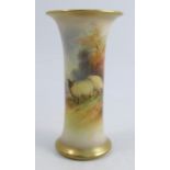 A Royal Worcester vase, decorated with Sheep in landscape by E Barker, shape number G923, dated