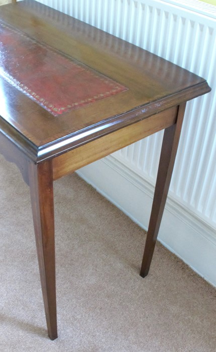 A mahogany side table, the top with inset tooled leather panel, fitted with a drawer to the - Image 3 of 3