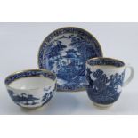 A 19th century English porcelain trio, possibly Swansea, comprising cup, tea bowl and saucer, all