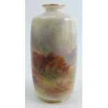 A Royal Worcester vase, decorated with Highland cattle in landscape by H Stinton, shape number 2597,