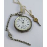 Triomphe, a key wound open faced fob watch, stamped 0,935, housing a three quarter plate key wound