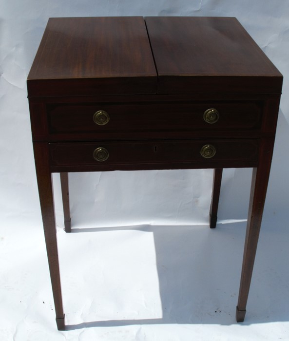 A 19th century mahogany wash stand, the hinged top revealing a mirror and compartments, over one - Image 4 of 4