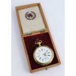 A 14 carat gold and diamond set quarter repeating open faced pocket watch, of Iranian Royal