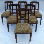 A set of six 19th century mahogany dining chairs, with a reeded H to the back, stuff over seats,