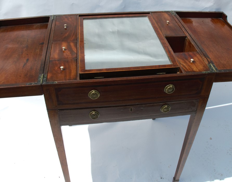 A 19th century mahogany wash stand, the hinged top revealing a mirror and compartments, over one - Image 3 of 4