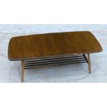 An Ercol rectangular coffee table, with magazine shelf under, 41ins x 18.5ins x 14ins