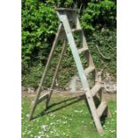 A freestanding wooden step ladder, height 59.5ins