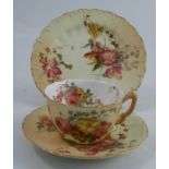 A Royal Worcester blush ivory trio, decorated with floral sprays, dated 1900Condition Report: OK