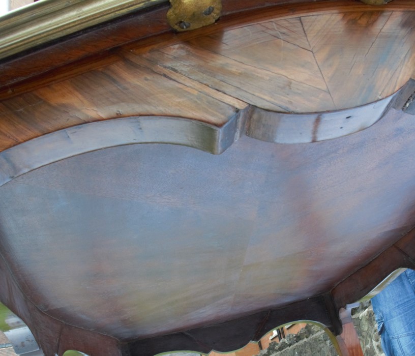 A 19th century kingwood two tier table, with parquetry inlay and gilt metal mounts, the larger table - Image 4 of 4